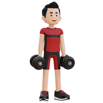 3D Sportsman Character Performing Dumbbell Lateral Raise png