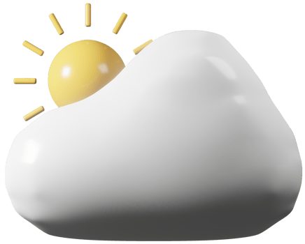 3D illustration render of nature icon sun behind the clouds png