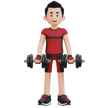 3D Sportsman Character Performing Bicep Curl with Dumbbell png