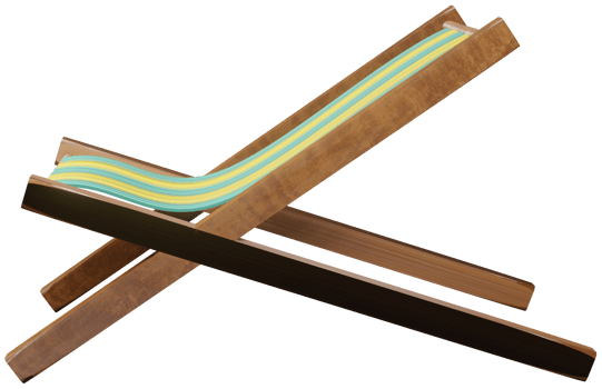 3D model of a wooden deck chair toy on a transparent background png