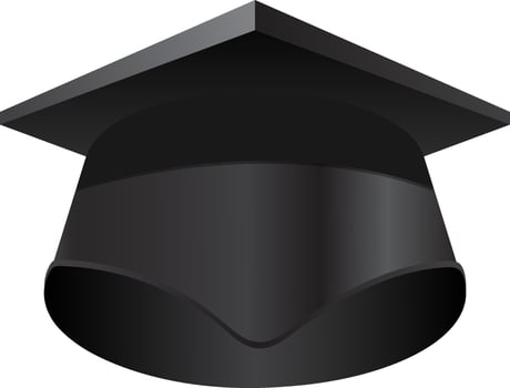 Shiny mortarboard on white background. vector