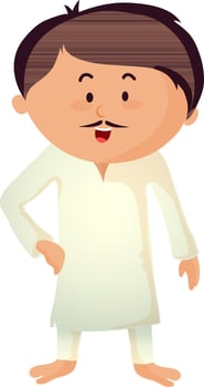 Character of a Hindu man in traditional outfits. vector