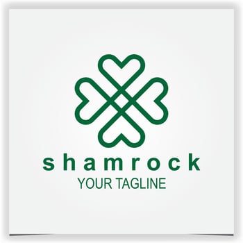 shamrock clover leaf heart love logo design premium elegant template vector eps 10