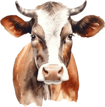 Cow Watercolor Illustration. png