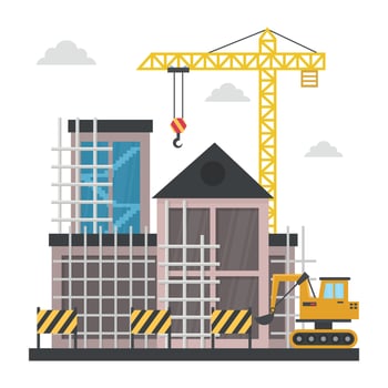 A scaffolding building which is in construction, commercial construction vector