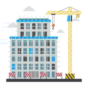 A scaffolding building which is in construction, commercial construction vector