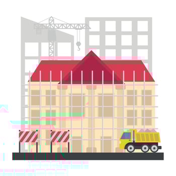 A scaffolding building which is in construction, commercial construction vector