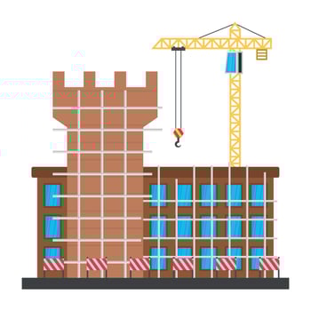 A scaffolding building which is in construction, commercial construction vector
