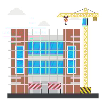 A scaffolding building which is in construction, commercial construction vector