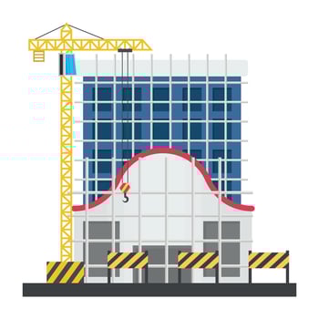 A scaffolding building which is in construction, commercial construction vector