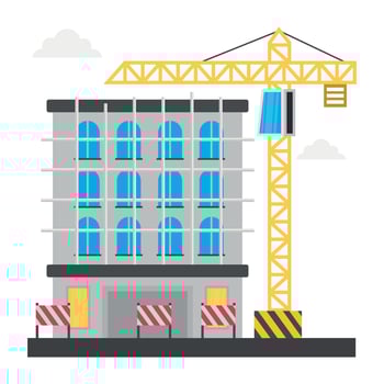 A scaffolding building which is in construction, commercial construction vector