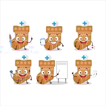 Doctor profession emoticon with socks cookie cartoon character vector