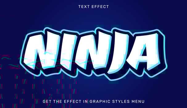 Ninja editable text effect with 3d style. Text emblem for advertising, branding, business logo vector