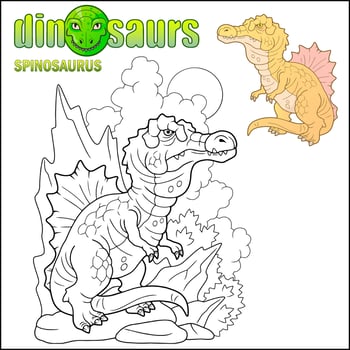 prehistoric dinosaur spinosaurus coloring book vector