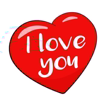 Red heart with I Love You lettering vector