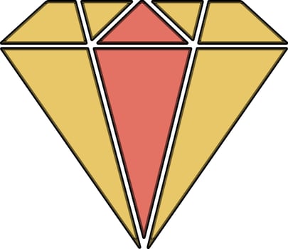 Diamond gem stone in yellow and orange color. vector