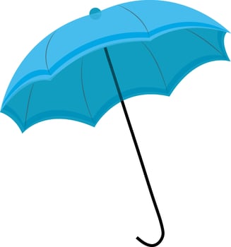 Blue color open umbrella icon. vector