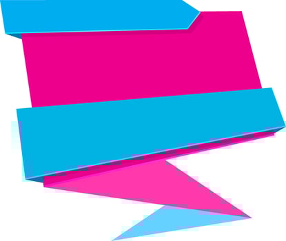 Creative paper tag in sky blue and pink colors. vector