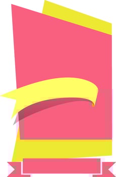Pink and yellow paper banner or tag design. vector