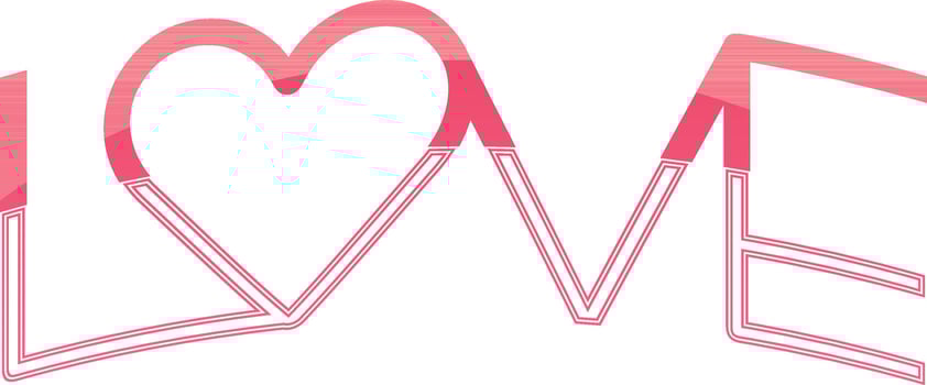 Creative text love in pink color. vector