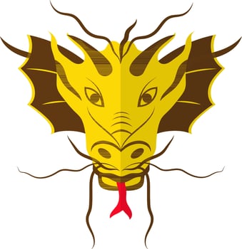 Half shadow of dragon face icon in chinese zodiac. vector