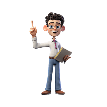 3D Cute cartoon male teacher character on transparent background. png