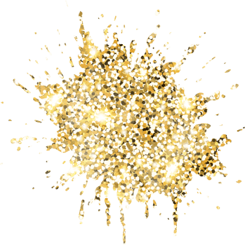 Abstract shiny gold glitter splash design element. Golden color dust texture stain for holiday decoration, flyer, poster, greeting card, background, wallpaper. Shiny paint stroke fashion illustration. png