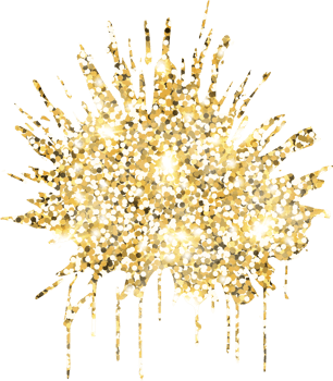 Abstract shiny gold glitter splash design element. Golden color dust texture stain for holiday decoration, flyer, poster, greeting card, background, wallpaper. Shiny paint stroke fashion illustration. png