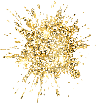 Abstract shiny gold glitter splash design element. Golden color dust texture stain for holiday decoration, flyer, poster, greeting card, background, wallpaper. Shiny paint stroke fashion illustration. png