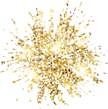 Abstract shiny gold glitter splash design element. Golden color dust texture stain for holiday decoration, flyer, poster, greeting card, background, wallpaper. Shiny paint stroke fashion illustration. png