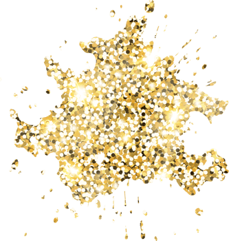 Abstract shiny gold glitter splash design element. Golden color dust texture stain for holiday decoration, flyer, poster, greeting card, background, wallpaper. Shiny paint stroke fashion illustration. png