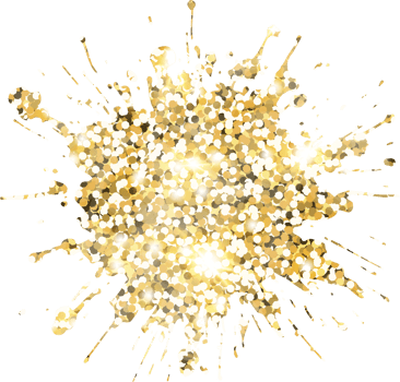 Abstract shiny gold glitter splash design element. Golden color dust texture stain for holiday decoration, flyer, poster, greeting card, background, wallpaper. Shiny paint stroke fashion illustration. png