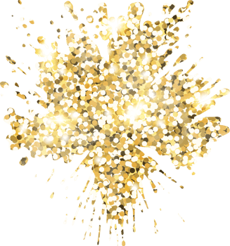 Abstract shiny gold glitter splash design element. Golden color dust texture stain for holiday decoration, flyer, poster, greeting card, background, wallpaper. Shiny paint stroke fashion illustration. png