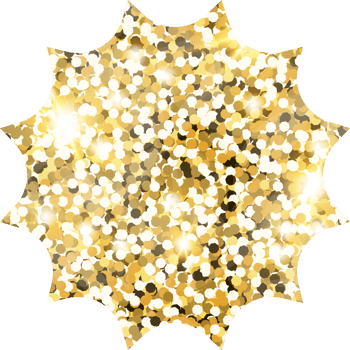 Star sparkle shiny gold glitter shape design element. Golden color dust texture form for holiday decoration, flyer, poster, greeting card, background, wallpaper. Shiny paint Birthday illustration. png