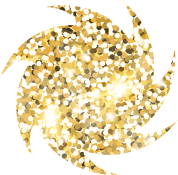 Swirl sparkle shiny gold glitter shape design element. Golden color dust texture form for holiday decoration, flyer, poster, greeting card, background, wallpaper. Shiny paint Birthday illustration. png