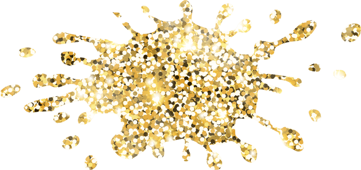 Abstract shiny gold glitter splash design element. Golden color dust texture stain for holiday decoration, flyer, poster, greeting card, background, wallpaper. Shiny paint stroke fashion illustration. png