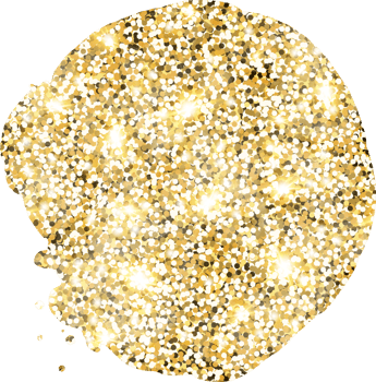 Abstract shiny gold glitter stain design element. Golden color dust texture spot for holiday decoration, flyer, poster, greeting card, background, wallpaper. Shiny paint stroke fashion illustration. png
