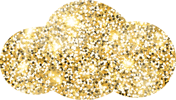 Cloud shiny gold glitter shape design element. Golden color dust texture form for holiday decoration, flyer, poster, greeting card, background, wallpaper. Shiny paint form Birthday illustration. png