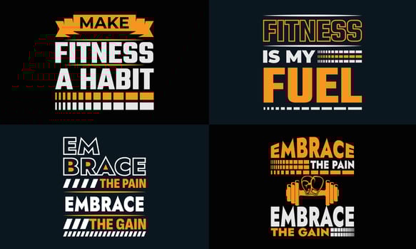 best typography t shirt design for gym, fitness inspiration and motivation vector