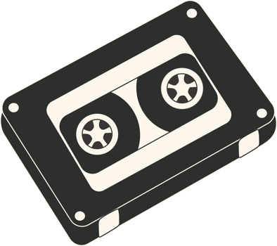 Black and white Retro, cassette isolated icon png