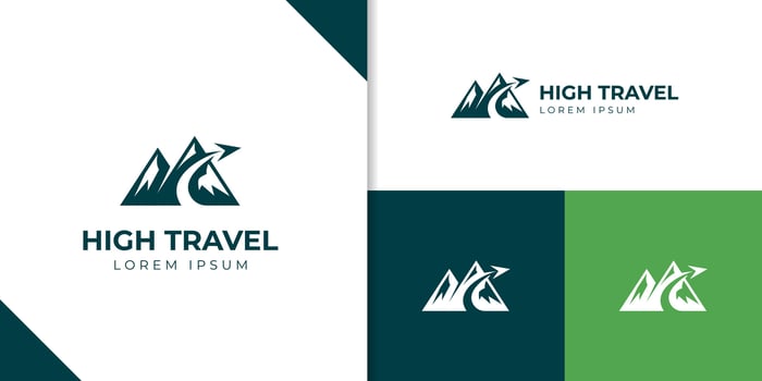 vintage mountain landscape vintage logo with rocks and fly plane for traveler, Hipster Adventure Traveling logo illustration vector