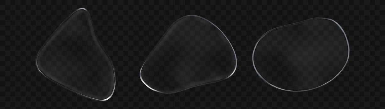 3d glass drop vector. Abstract realistic clear transparent blob shape. glossy bubble frame isolated with plastic shiny texture set. Liquid pure condensation symbol figure with light reflection. vector
