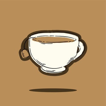 Tea bag, hot teabag and cup, flat design vector illustration