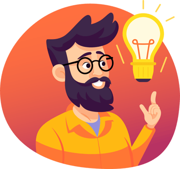 Man think idea with light bulb, flat style illustration. png