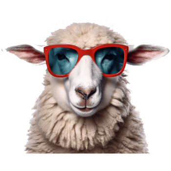 Funny sheep wearing sunglasses png