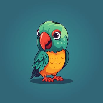 cute Parrot cartoon mascot character with fun color. vector illustration