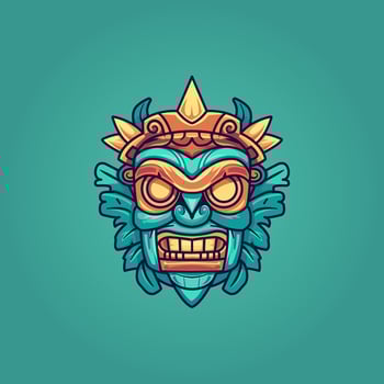 Tiki mask mascot character with fun colors. vector illustration