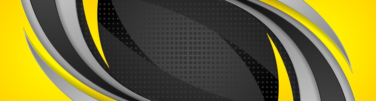 Abstract yellow black corporate wavy banner design vector
