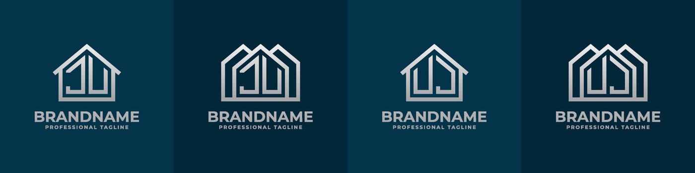 Letter JU and UJ Home Logo Set. Suitable for any business related to house, real estate, construction, interior with JU or UJ initials. vector