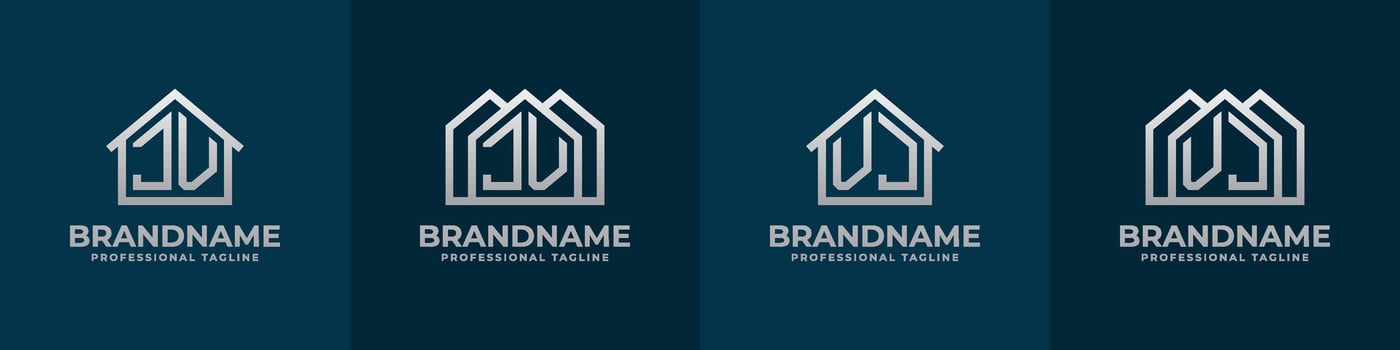 Letter JV and VJ Home Logo Set. Suitable for any business related to house, real estate, construction, interior with JV or VJ initials. vector